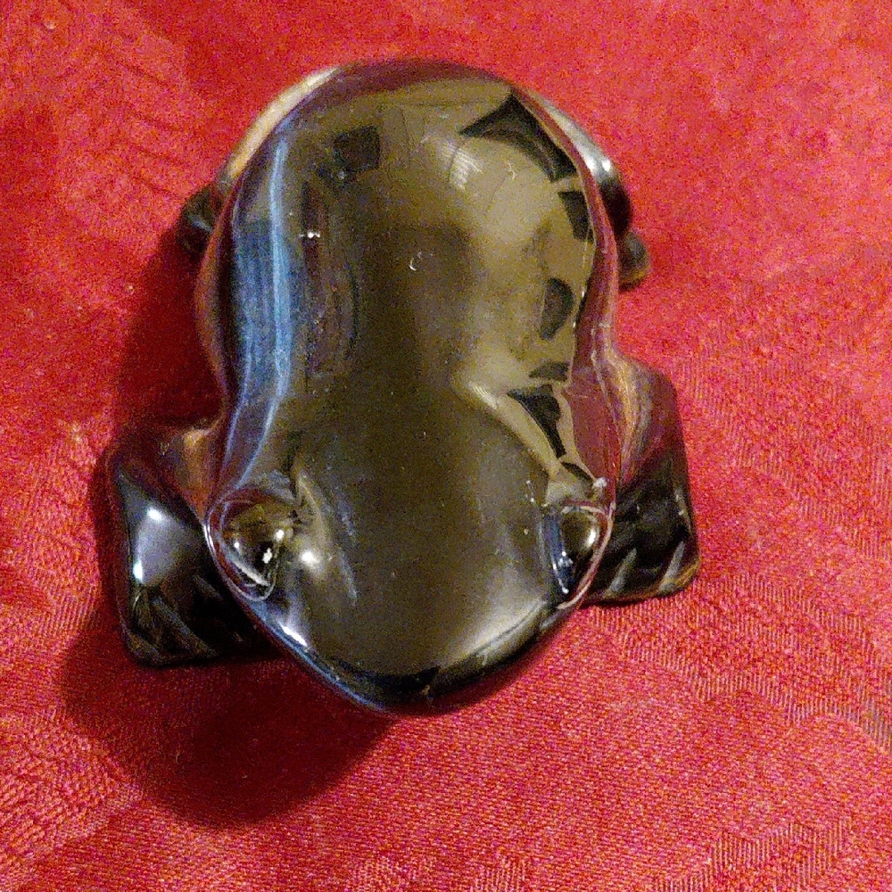 Obsidian Stone Black Frog Figurine.